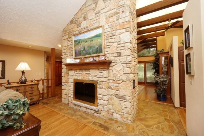 Double Sided Stone Fireplace