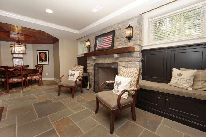 Stone Fireplace, Rec Area and Custom Bar