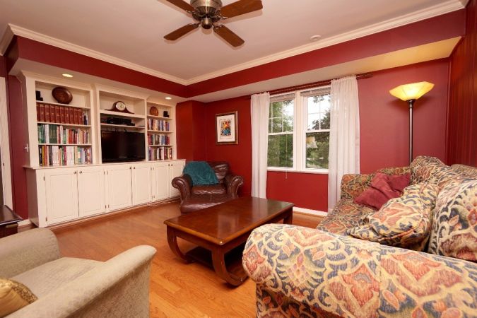 Family room with walkout to sunroom