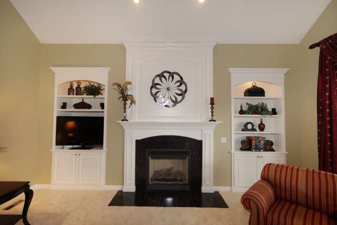Fireplace and Built-In Shelving