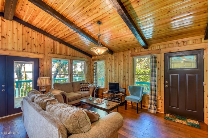 Living Area with Cedar Walls and Ceilings