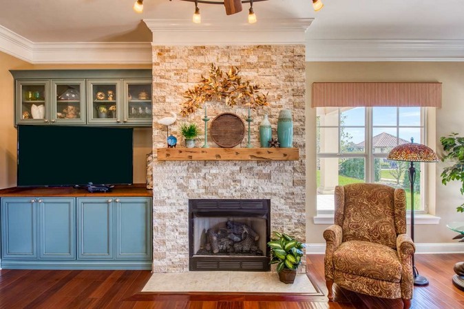 Gas Fireplace and Custom Built-Ins
